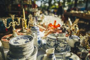 dishes at a flea market